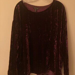 Eileen Fisher Burgundy Washable Silk Velveteen Tunic Top Size XL